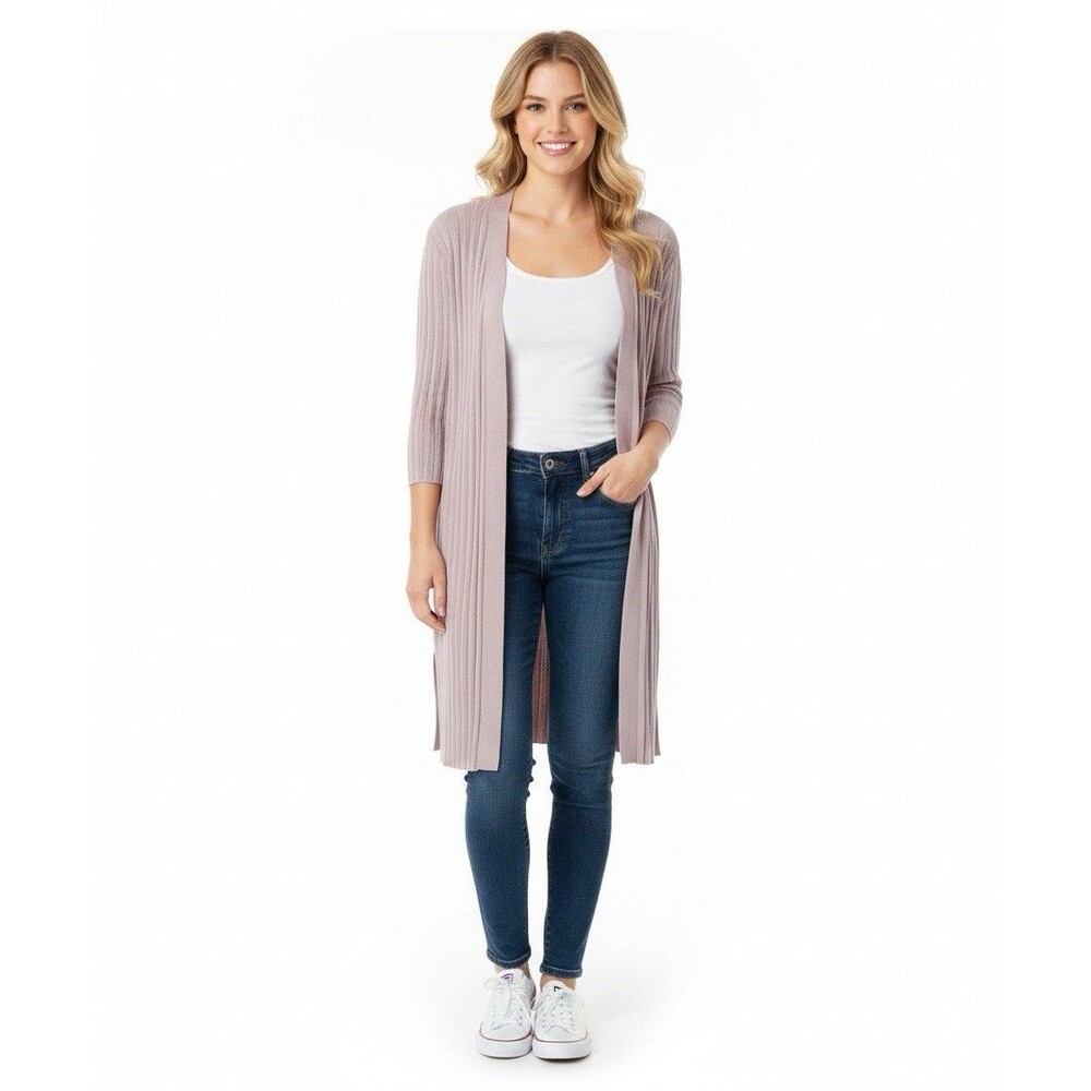 Chico’s Womens Siz 1 (Small) Cardigan Sweater Open Front Stretch Light Purple